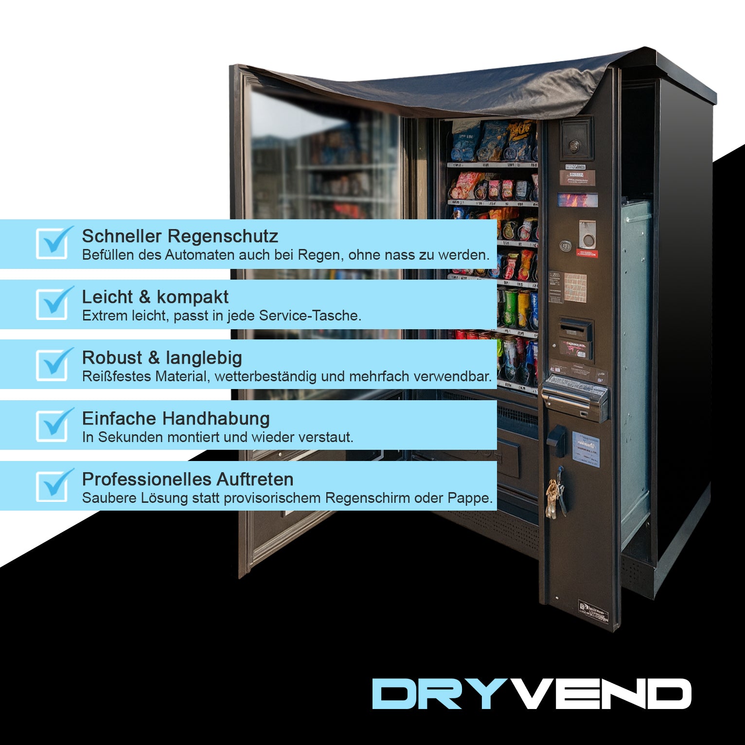 Dryvend Raincover – Der mobile Regenschutz für Snackautomaten